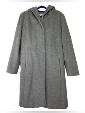 Calvin Klein Angora Hooded Trench Coat in Gray